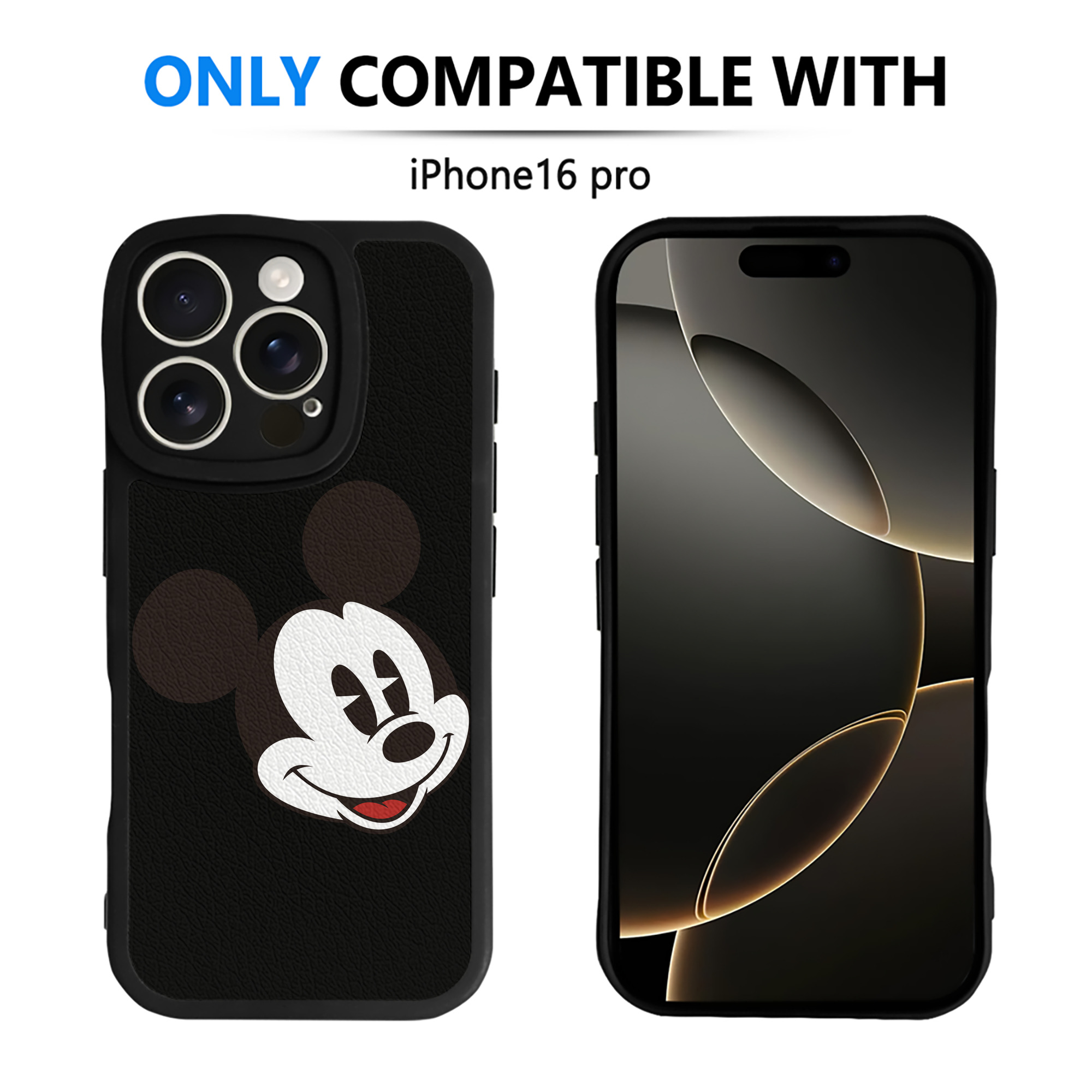 （画像用） ミッキーマウス Mickey Mouse 【iPhone 16シリーズ対応】シリコンスマホケース（レザー調） 材質：シリコン